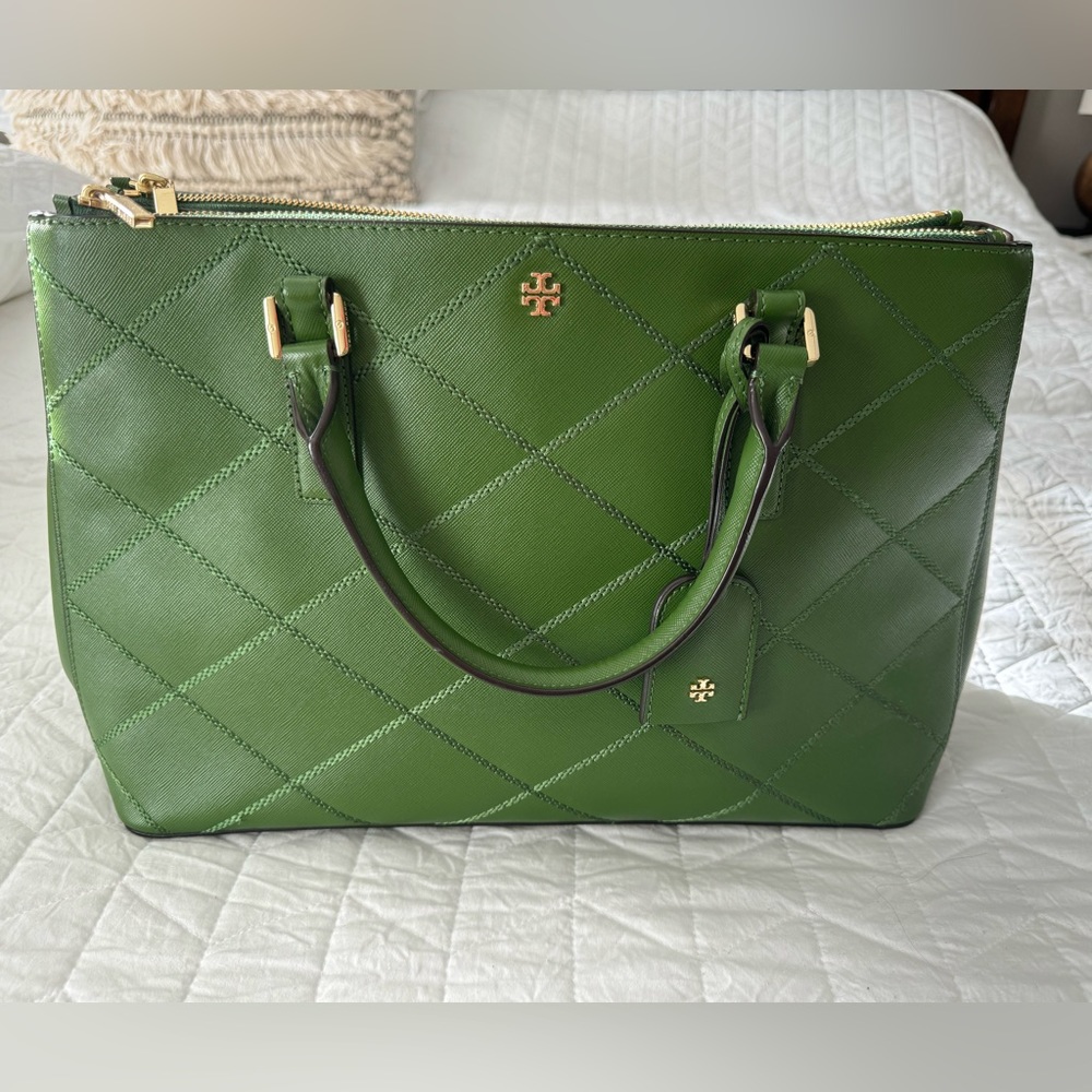 Green Tory Burch Robinson Stitched Tote